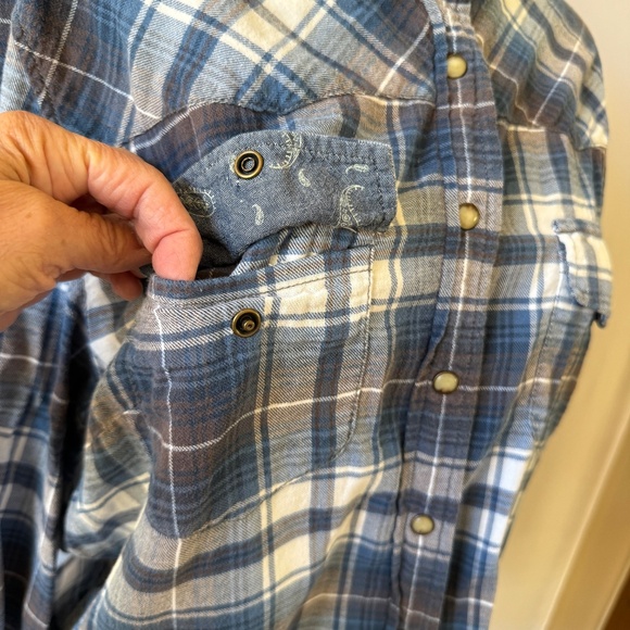 SAGE COTTON FLANNEL SNAP FRONT SHIRT BARNCORE FARMCORE WESTERN SEQUINS STAR S - Picture 6 of 12